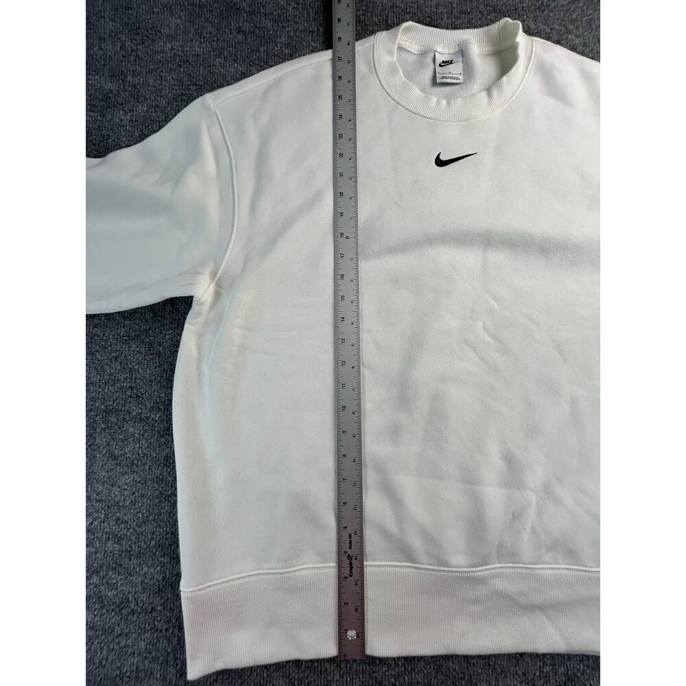 Nike Sportswear Club Fleece Crewneck Sweatshirt White Black Swoosh Men's Large - Picture 5 of 6